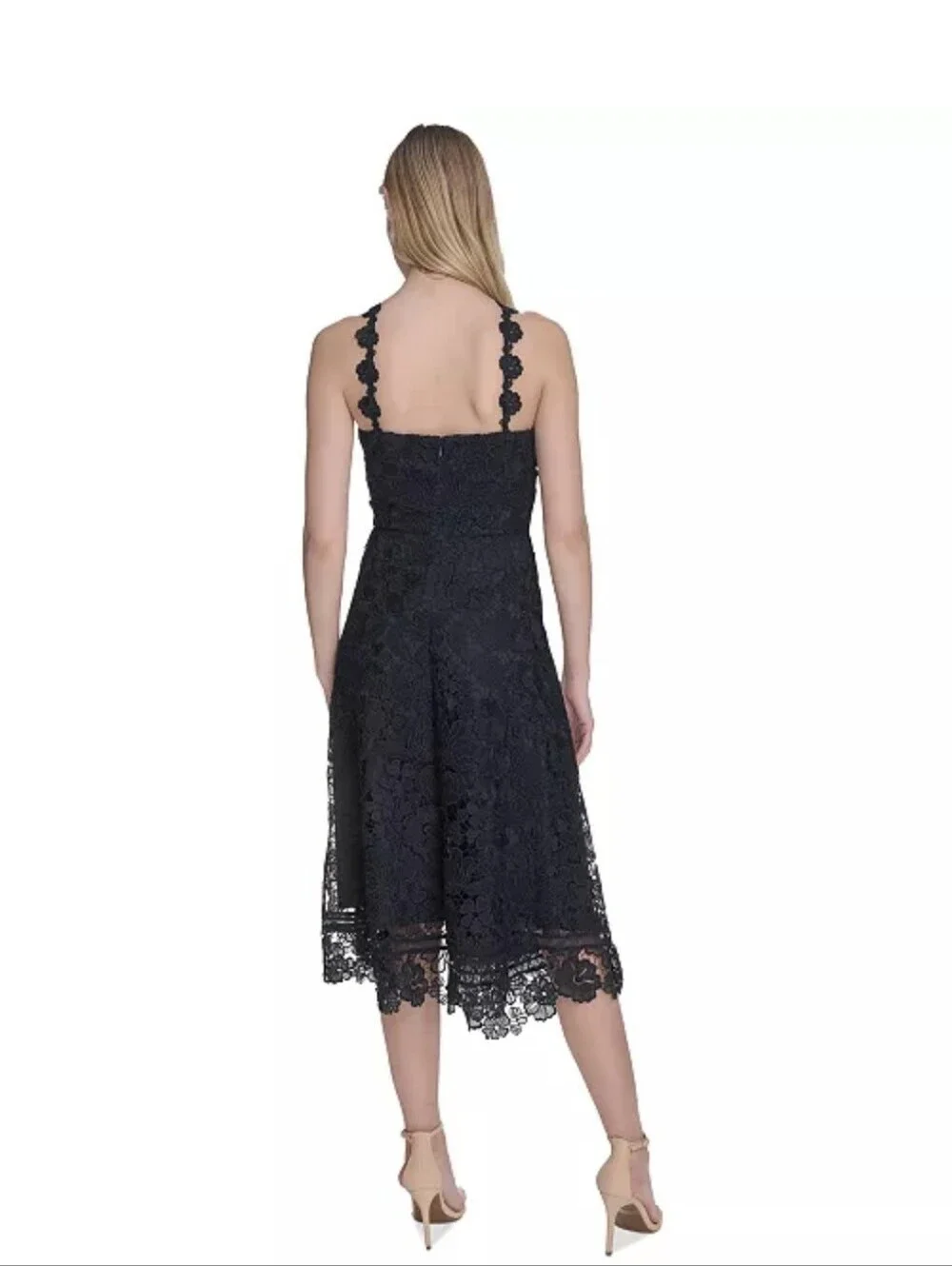 NWT Eliza J Navy Lace Halter Midi Dress Floral Lace Cocktail Dress Size 8 Party